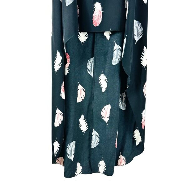 Shein Black Feather Print Sleeveless Maxi Dress Size M - Picture 4 of 12